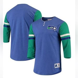 SEATTLE SEAHAWKS Mitchell & Ness Men’s Large 3/4 Sleeve Tee